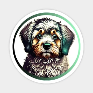 A Brown & White Havanese Dog in a Green Highlight Magnet